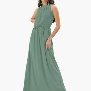 Sage Green Sexy Sleeveless Summer Formal Flowy Casual Gown